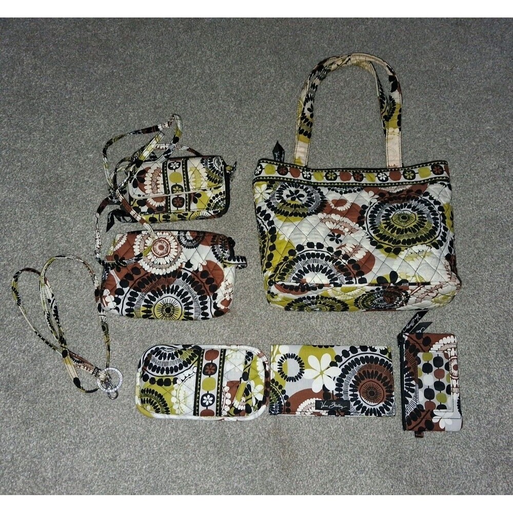 Vera Bradley Purse Wallet 6 Pc Set Card Organizer Check Book Cover Cocoa Moss